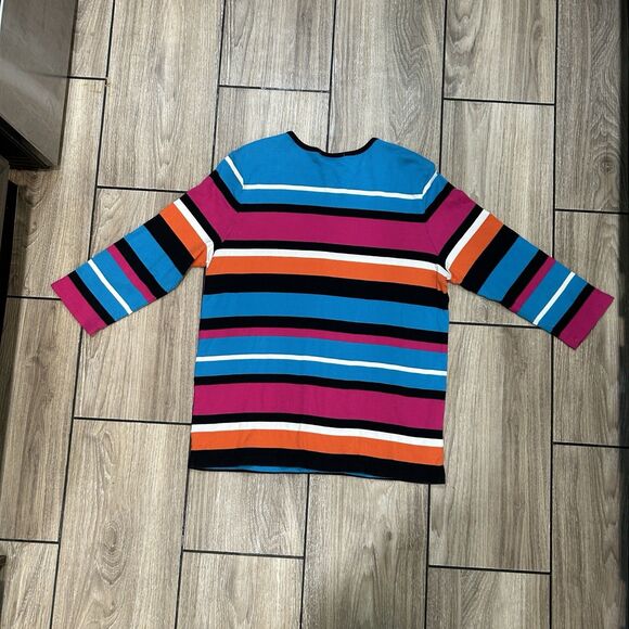 Lauren Ralph Lauren Womens Top 2X Color Block Snap Shoulder Long Sleeve Colorful - Picture 5 of 9